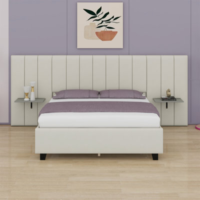 Upholstered Platform Bed With Big Headboard