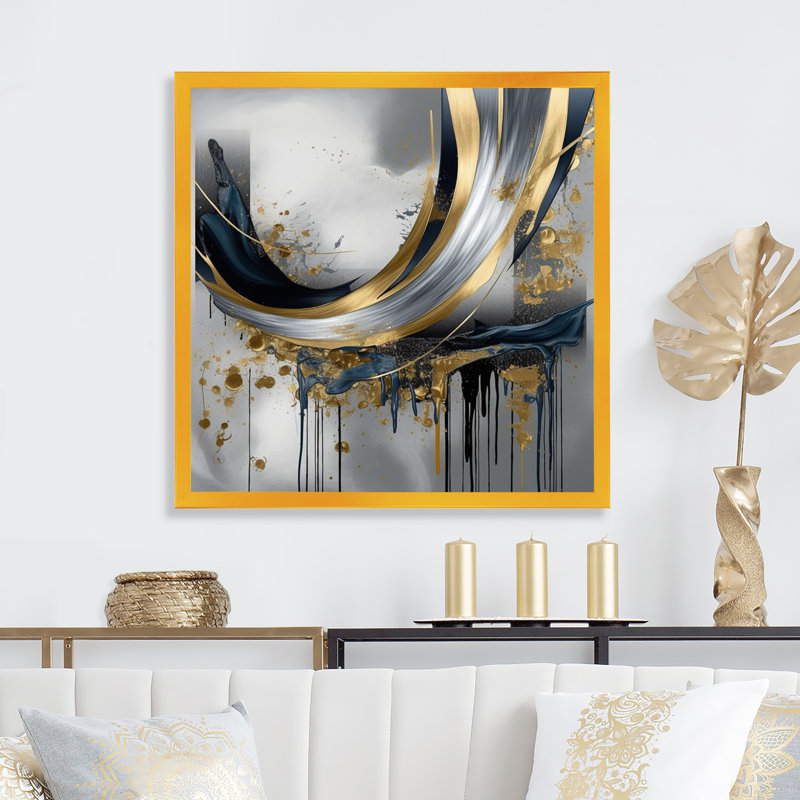 Shapes And Lines Abstract Marble V - impressions sur toile de marbre abstrait, Toile avec cadre photo, H 16 po x l 16 po