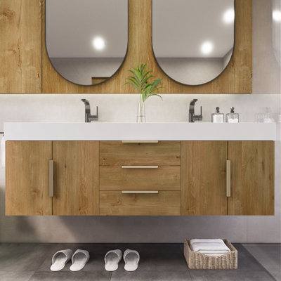 Gainesville 59 " W Wall Mounted Wall Mounted 2 Double Single Vanity Bathroom Vanity With Acrylic Top