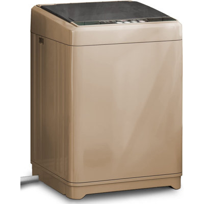 17.6lbs Portable Washer Machine with Drain Pump, 10 Wash Programs & 8 Water Levels, LED Display for Dorms, Apartment (Brown)