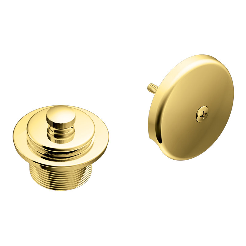 Ensemble de drain de baignoire et douche en métal Moen Push-N-Lock, Laiton poli