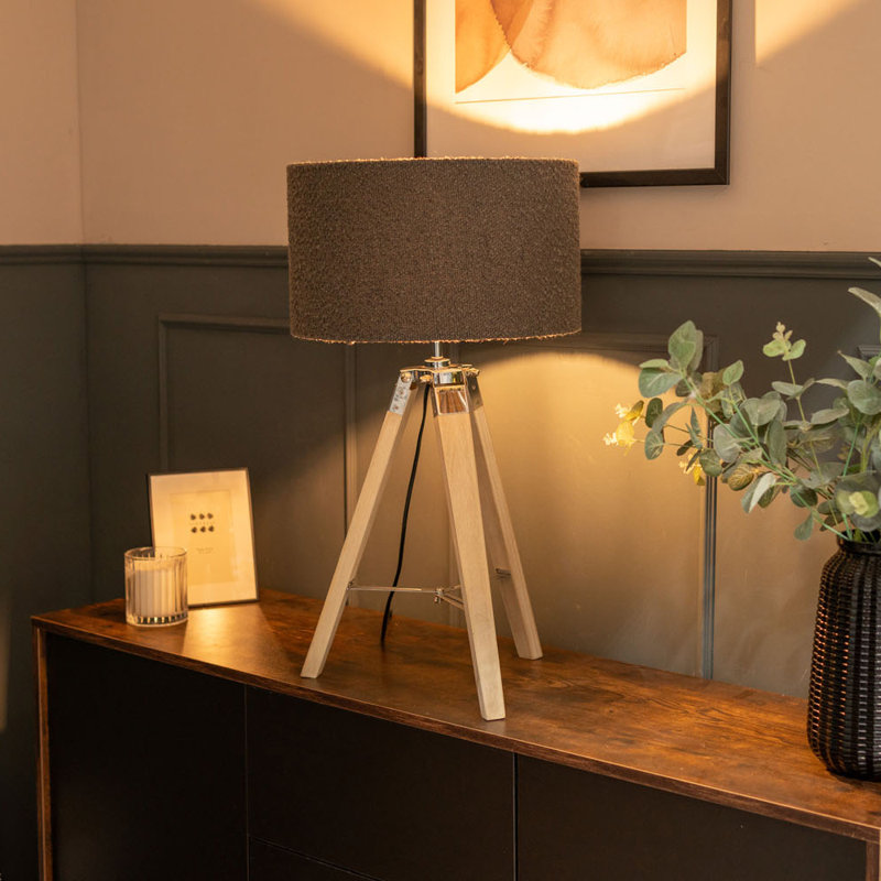 Plamond Wood Tripod Lamp, Charcoal, Yes
