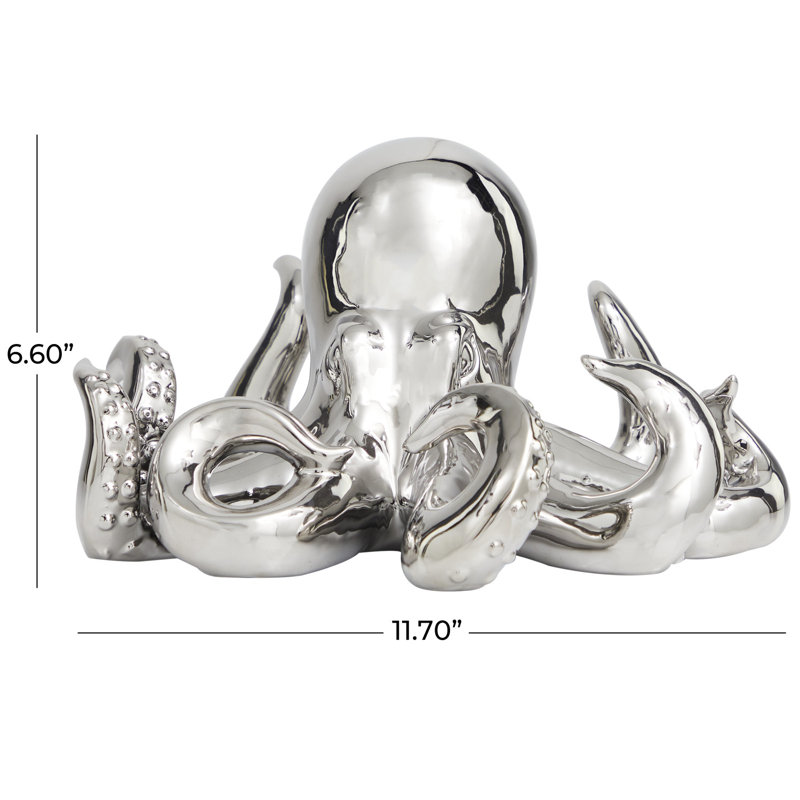 Sculpture de pieuvre Grendon, H 6,6 po x l 11,7 po x P 10,8 po, Argent