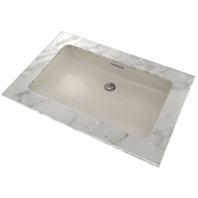 Ceramic Rectangular Undermount Bathroom Sink with Overflow, Sedona Beige