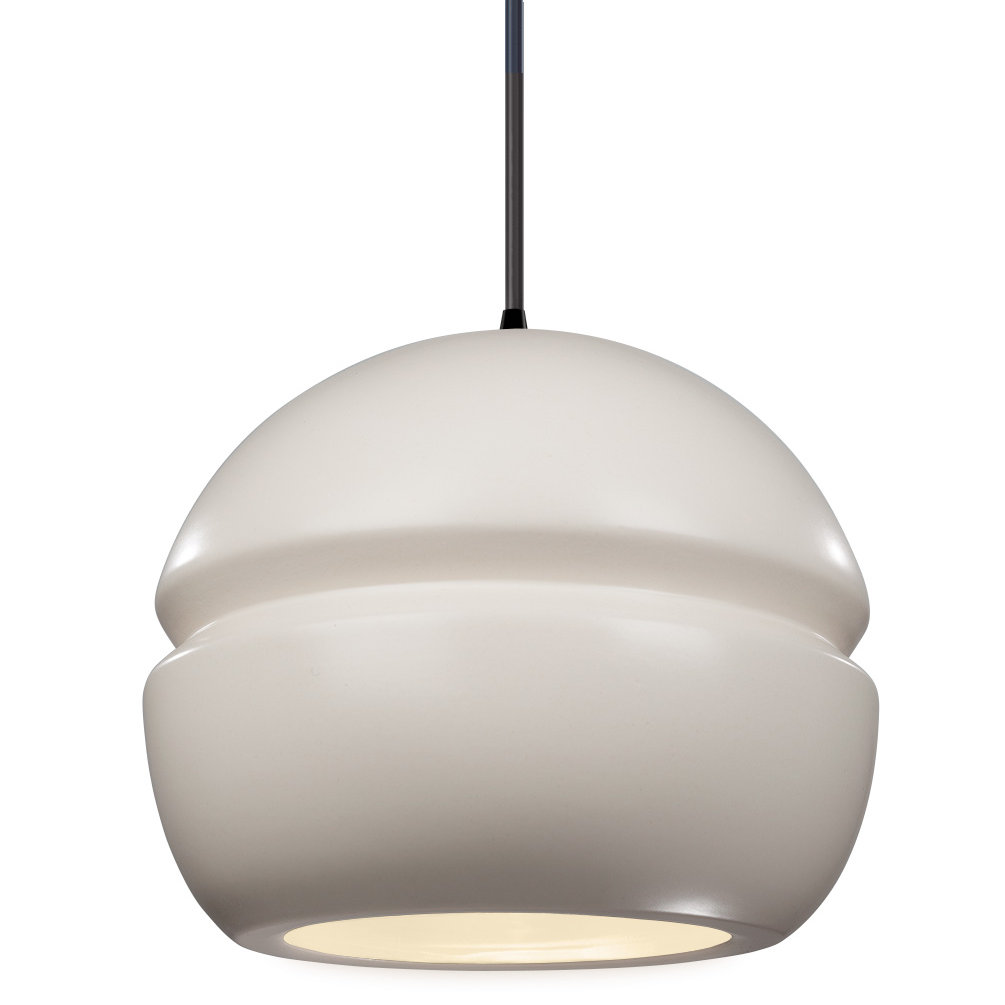 Logan 1 - Light Single Globe Pendant, Matte Black, Matte White