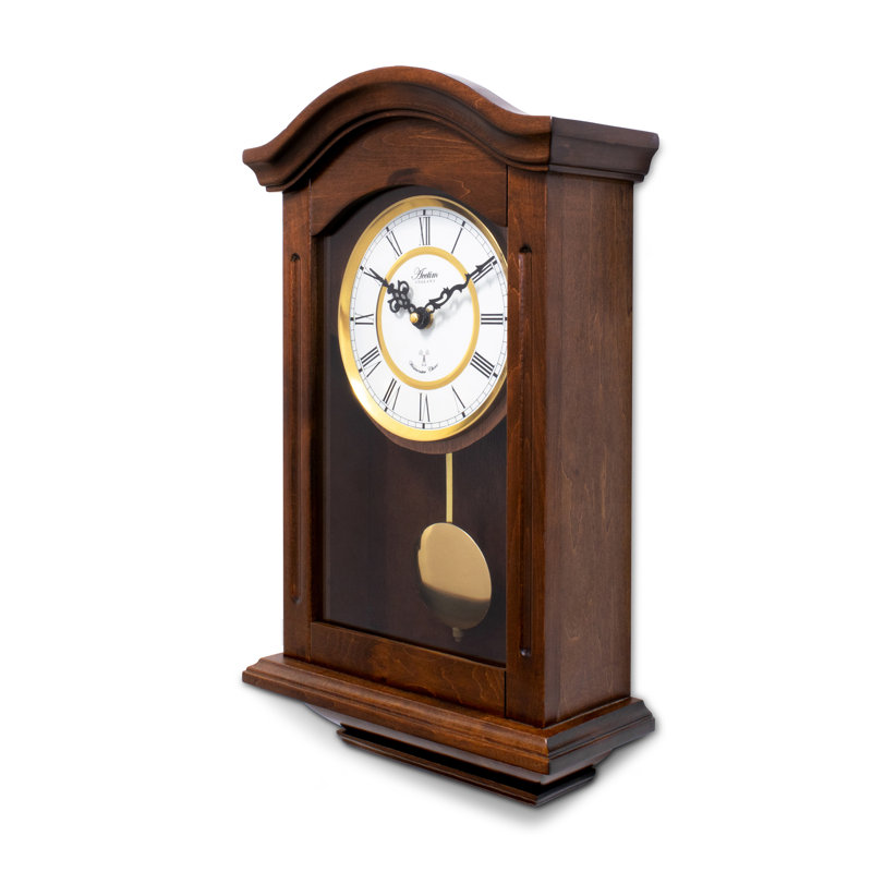 Acctim Thorncroft Pendulum Wall Clock Radio Controlled Hourly Westminster Chime Carved Dark Wood