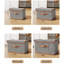 Storage Box With Lid, Large Storage Box, Pu Leather Handle, Foldable Linen Fabric Storage Box, Used For Home Closet Organizer, Set Of 3-1813497890