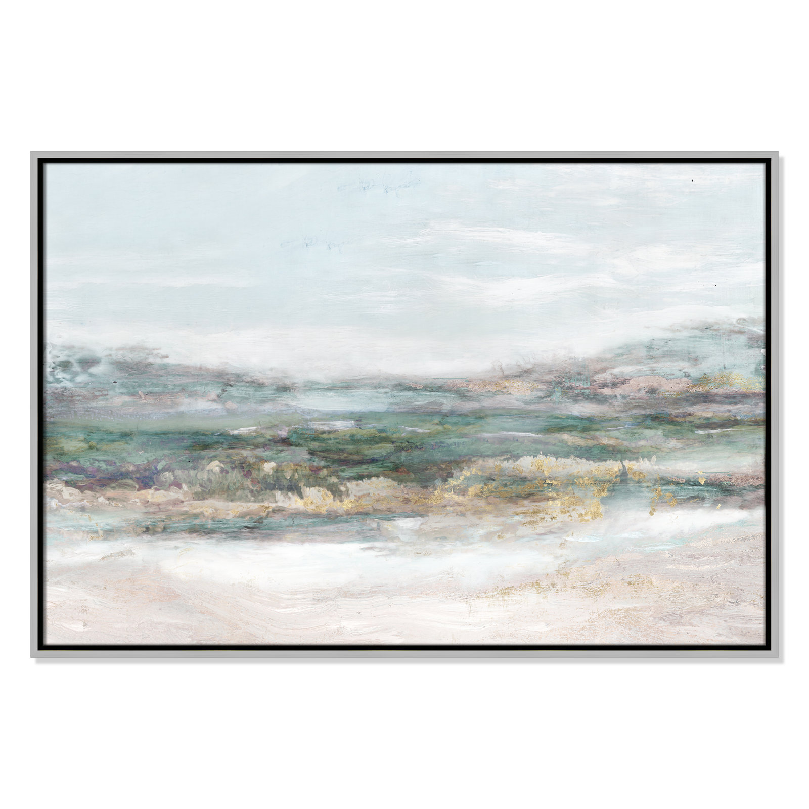Lori "Dazzling" Painting by Matina Theodosiou, Silver Framed Canvas, No Mat, 25.5" H x 37.5" W x 2" D
