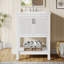 Meuble-lavabo simple 24 po avec plateau en céramique, meuble-lavabo autoportant avec cadre en bois massif et rangement pour porte-712126655-708021761-712126643