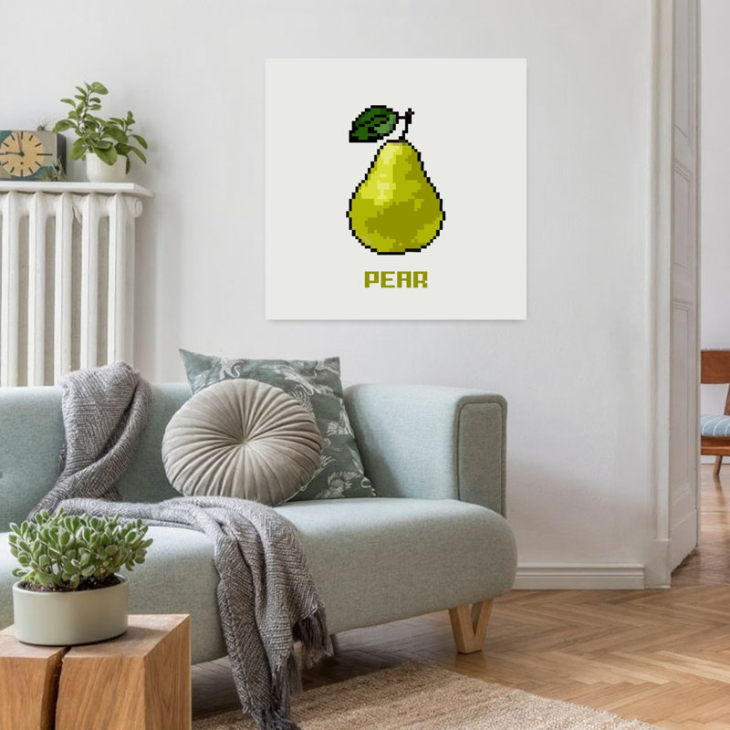 Art mural contemporain vert poire verte, H 32 po x l 32 po