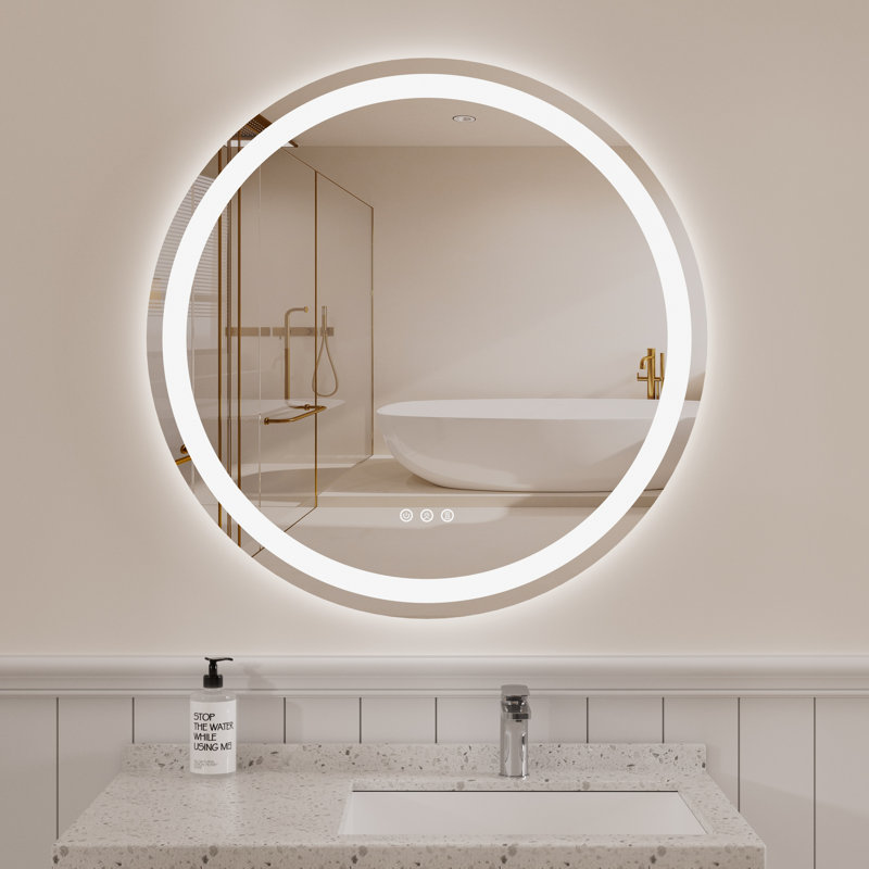 Miroir de salle de bain rond à DEL sans cadre, 36 po x 36 po