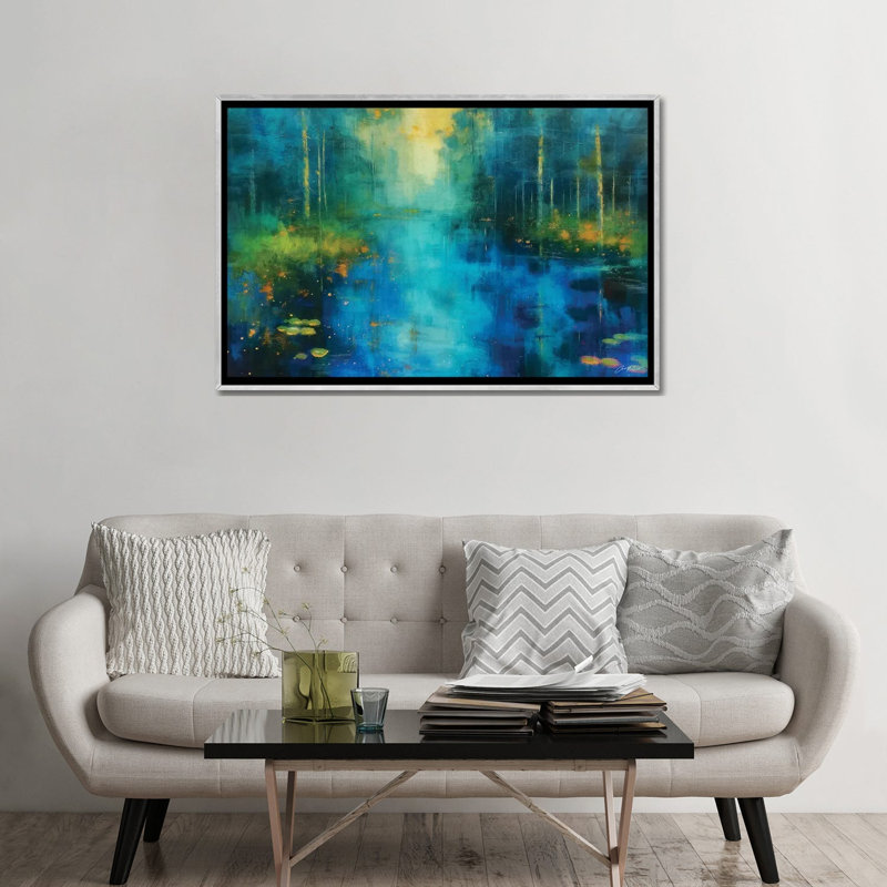 Symphony In Blue - Framed Wall Art Print, Argent argent, Reproduction encadrée sans passe-partout, H 32 po x l 48 po