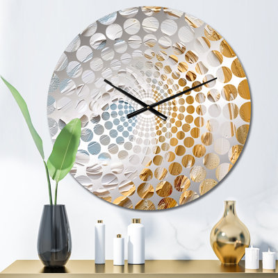 Horloge murale spirale abstraite dorée et blanche II