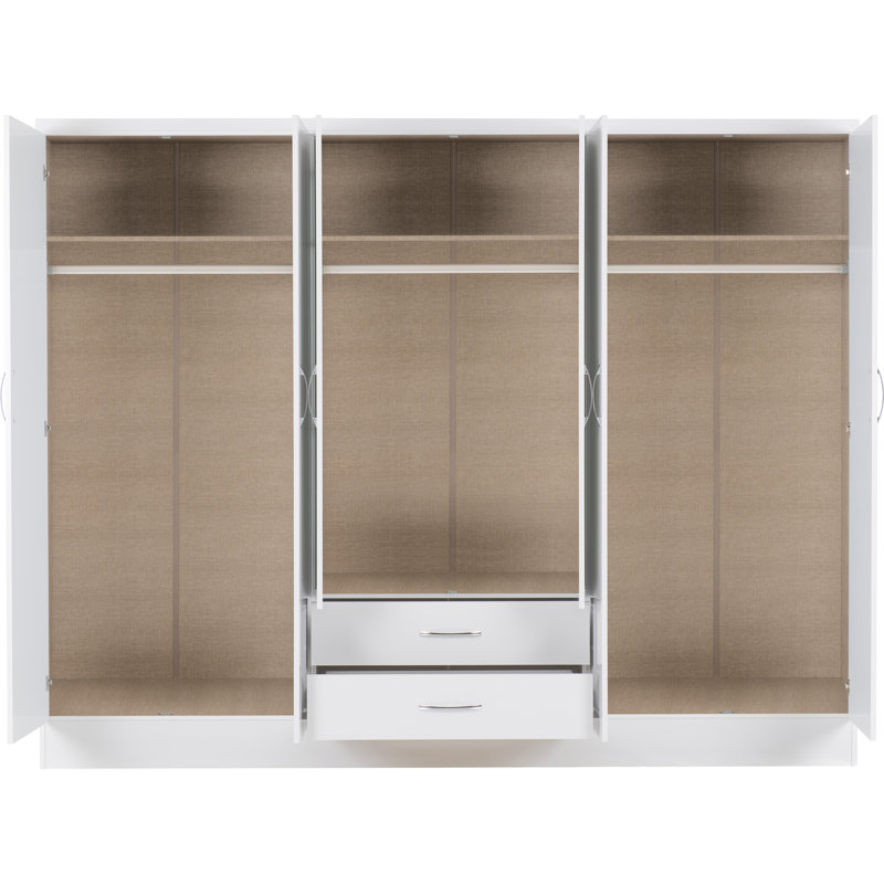 Cascio 6 Door Wardrobe, White Gloss