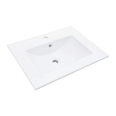 24"X18" White Ceramic Vanity Sink Top With Overflow - Stain , Low Water Absorption, Elegant Appearance Surface Resistance, Fine Feature