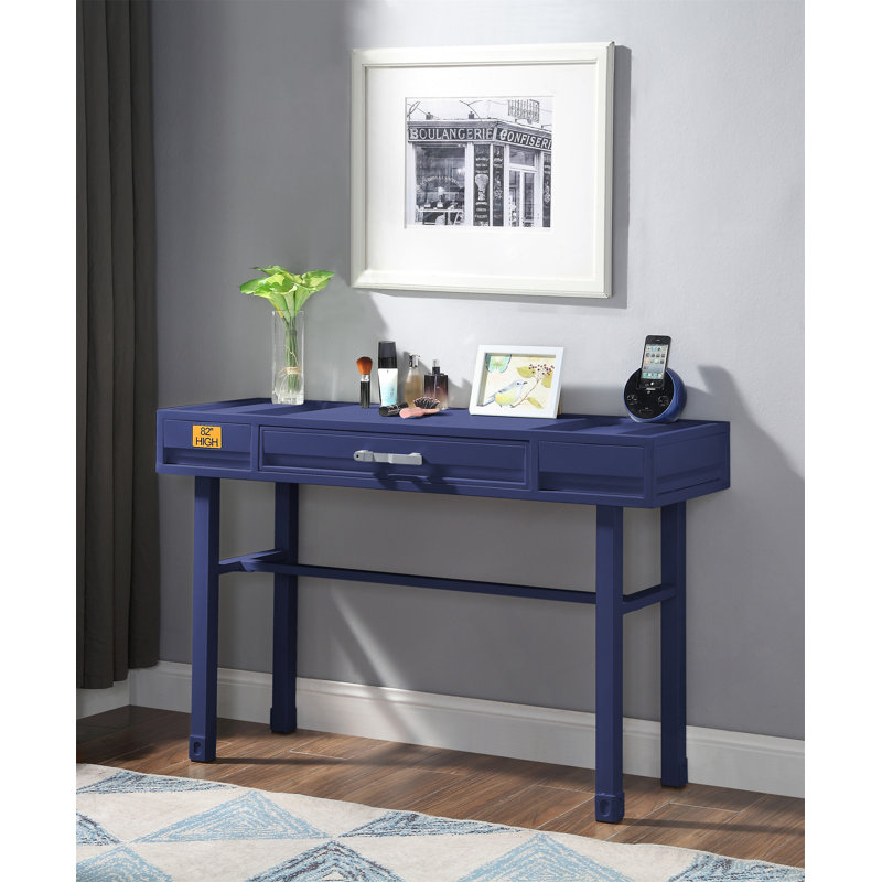 Modern Industrial Vanity And Writing Desk With Smooth-Glide Drawer And Durable Metal Frame