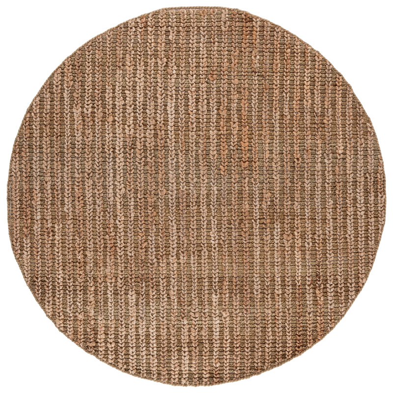 Natural Fiber Couture 102 Hand Loomed Jute/Cotton Striped Rug in Green/Natural, Round 6'