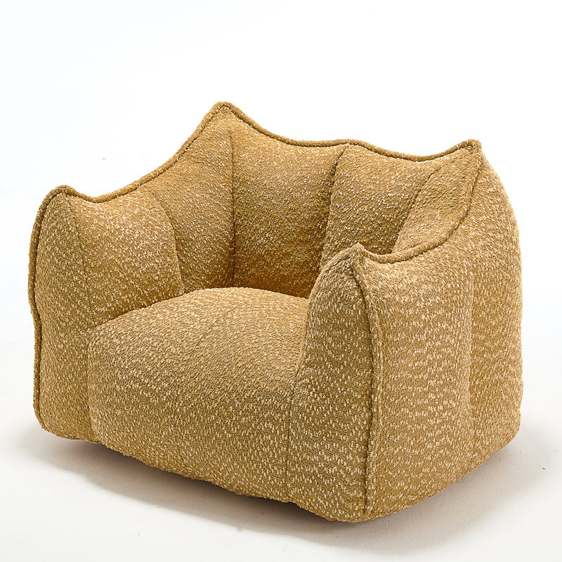 Thaloria Bean Bag Chair Lazy Sofas, Yellow Chenille, 30.7" H x 47.2" W x 36.2" D