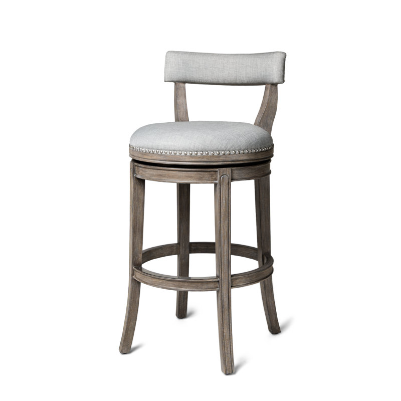 Maven Lane Alexander Stool with Fabric Upholstery, Bar Stool (31" Seat Height), Reclaimed Oak