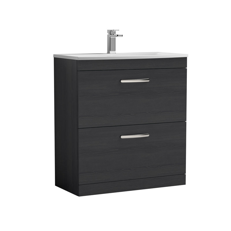 Athena 810 mm Freestanding Single Vanity with Integrated Basin, Charcoal Black