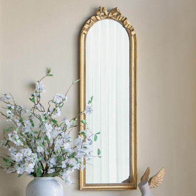 48.8" x 15.8" Arched Wall Mirror with Ornate Gold Frame