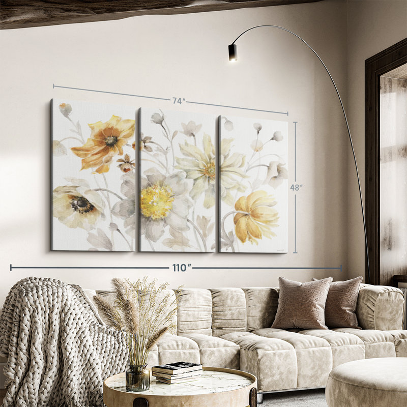 «Fields of Gold I», 3 pièces, H 48 po x l 74 po x P 1,25 po