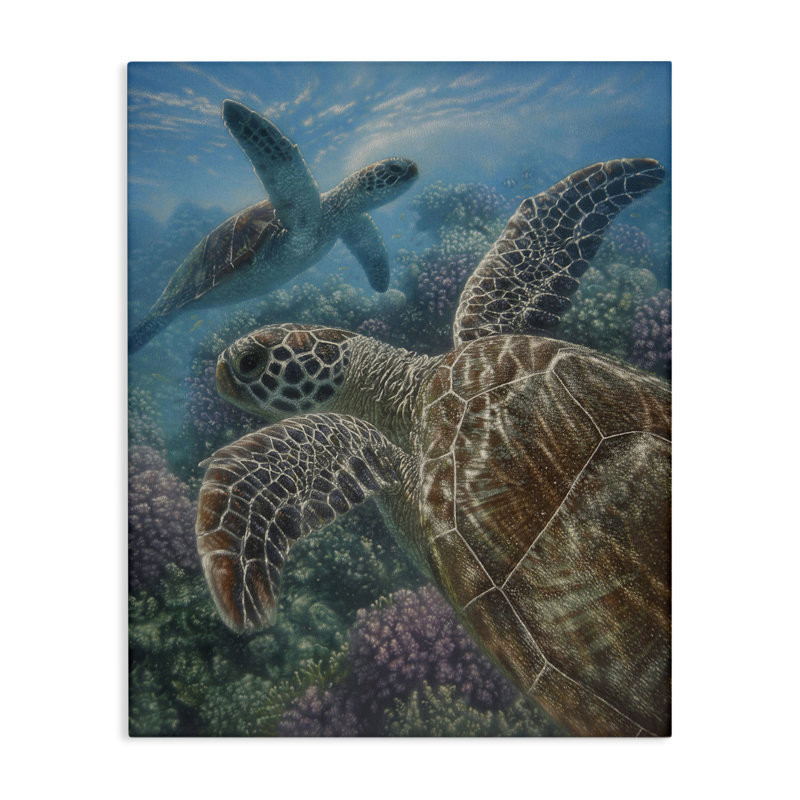 Baie de tortue sur toile de récif, conception par Collin Bogle, H 20 po x l 16 po