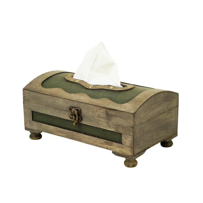 Boîte à mouchoirs en cuir vert Usamah