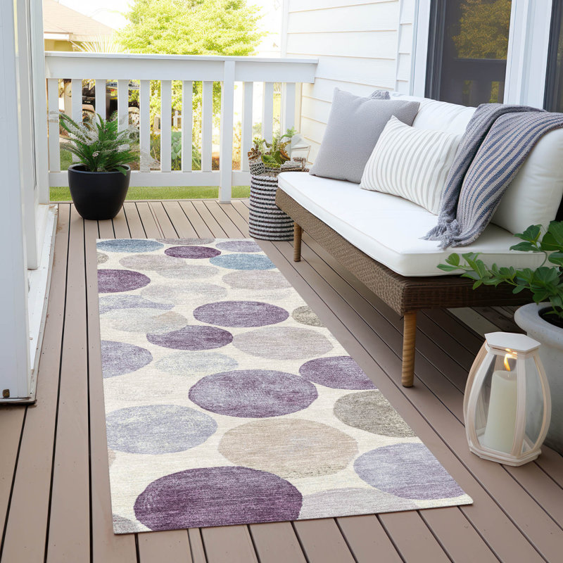 Machine Washable Indoor/Outdoor Xhevrie Plum Rug, Runner 2'3" x 7'6"
