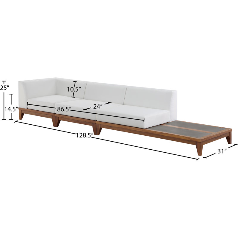 Rio Cohbert 128.5" Wide Outdoor Patio Sofa with Cushions