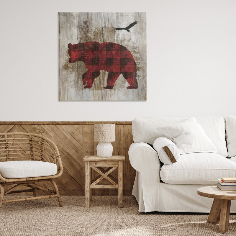 «Buffalo Plaid Bear & Bird», art mural par Susan Arnot, H 36 po x l 36 po