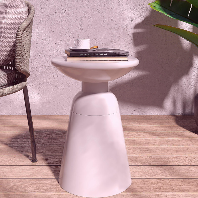 Table d'appoint d'extérieur en métal, Blanc