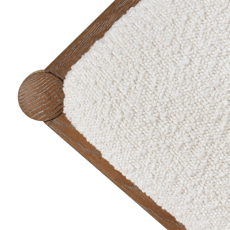 Ivory White Boucle Rattan Cane Side Dining Chair Set of 2