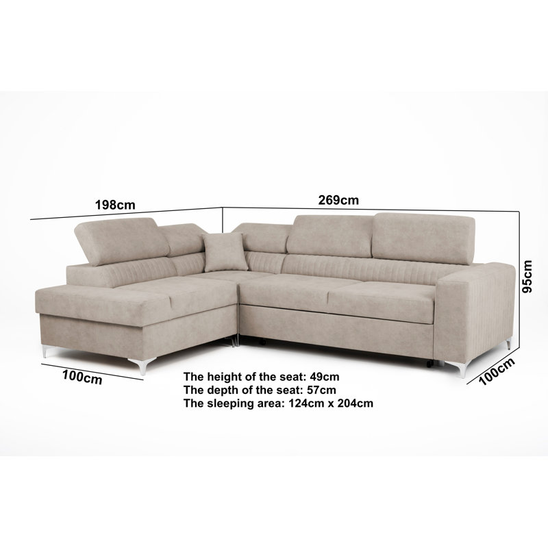 Lauren Corner Sofa Bed, Mink, Left Hand Facing