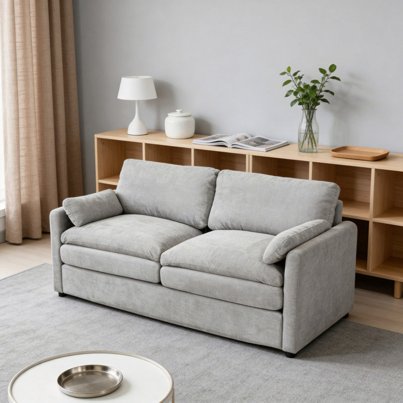 Canapé moderne rembourré 68,1 po Cozy, Gris clair