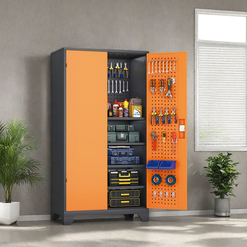 Garage Storage Locker Parking Lockers, Grey/Orange