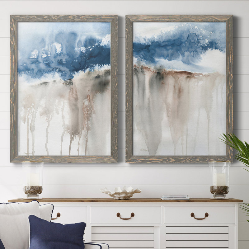 Windy Cliff I - ensemble de 2 reproductions d'art, H 31,5 po x l 47 po x P 1,5 po, Toile avec cadre gris, Pas de tapis