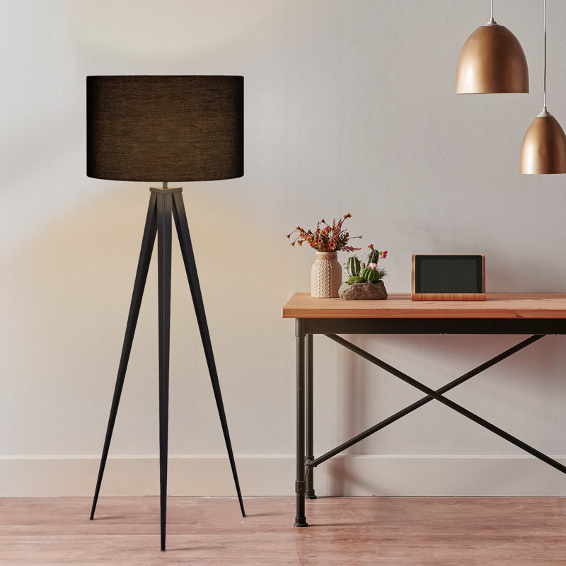 Elegante 61" Outdoor Black Tripod Floor Lamp with Drum Shade