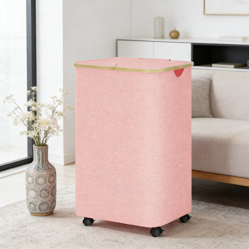 Large Rolling Laundry Hamper With Removable Mesh Bag And Lid, Collapsible Dirty Clothes Basket On Wheels For Easy Transport And Storage