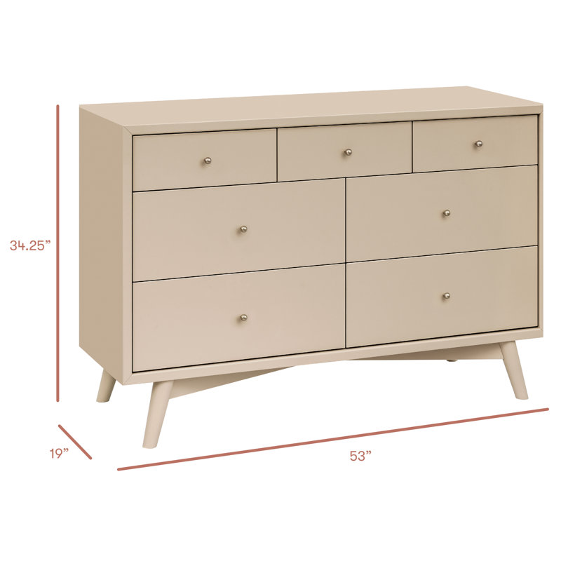 Palma 7-Drawer Assembled Double Dresser, Taupe