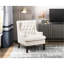 Chaise beige 3,5 po avec accoudoirs et dossier à assemblage simple-382216626