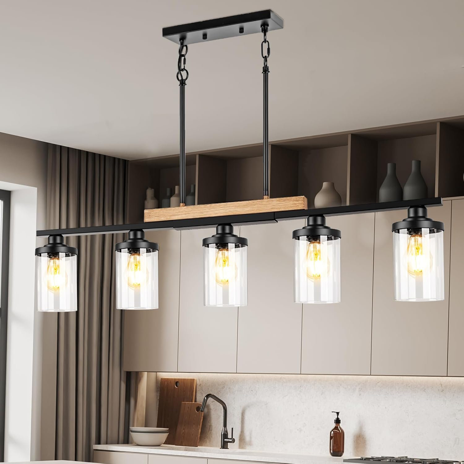 One Allium Way® Modern Farmhouse Kitchen Island Chandelier, Adjustable ...