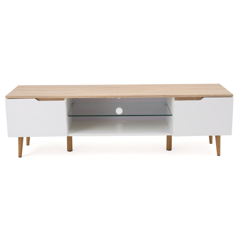 Meuble télé Daniyla, Blanc mat / chêne