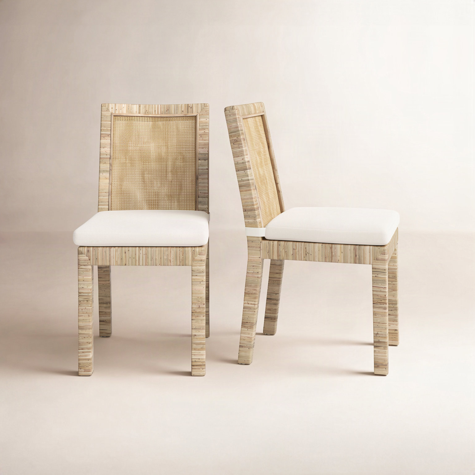 Elaina Linen Mango Dining Chair, White, Gray