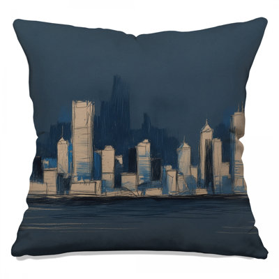 Urban Skyline Sketch Double Sided Throw Pillows