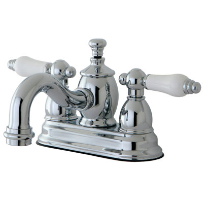 Kingston Brass English Country Two-Handle 3-Hole Deck Mount 4" Centerset Bathroom Faucet with Brass Pop-Up
