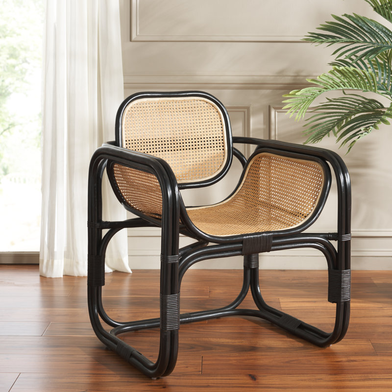 Destrie Rattan Accent Chair, Black