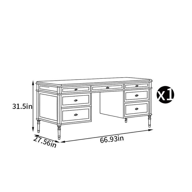 Bureau classique de style champêtre, Noir
