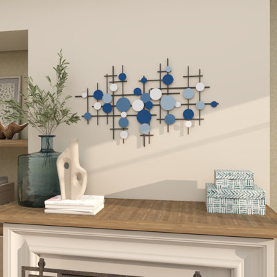 Décoration murale bleue géométrique 39 "x 1" x 23 "