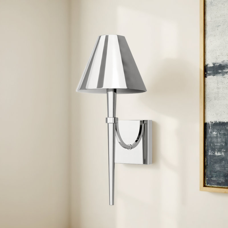 Edmont Steel Candle Wall Light, Polished Nickel